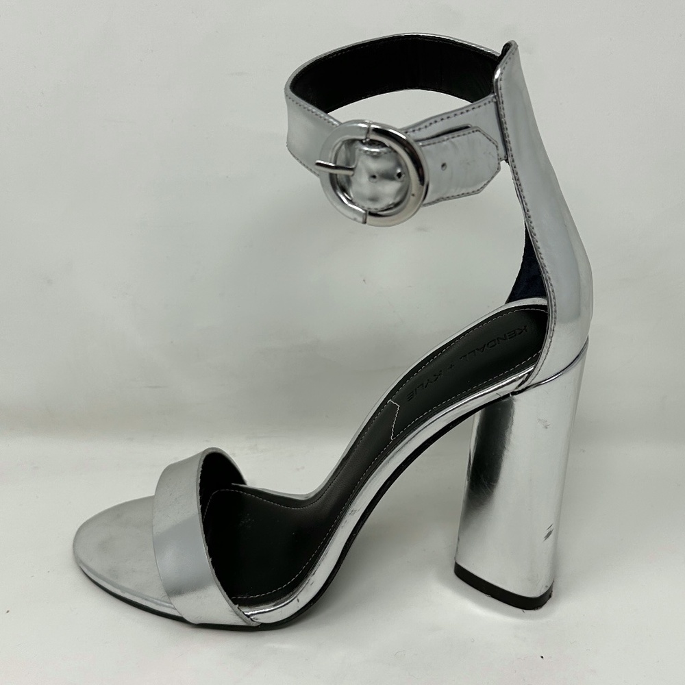 Kendal + Kylie Silver Ankle Strap High Heel Sandals